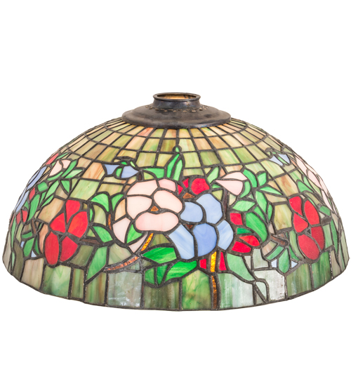 98328 16 In. Custom Red Flower Pansy Shade with 2 in. Ring