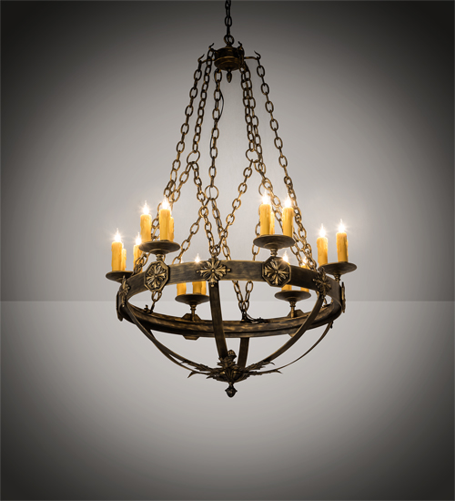 217524 32 in. Neapolis 18 Light Chandelier - Textured Black with Gold