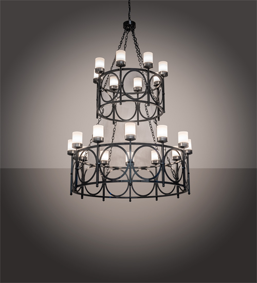 214838 54 in. Porta 20 Light Two Tier Chandelier - Charcoal Gray