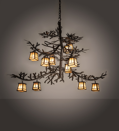 218578 48 in. Pine Branch 12 Light Chandelier - Copper Rust