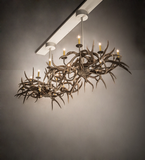 220836 84 in. Antlers Chandelier - Beige Satin