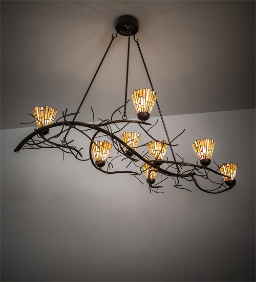 218102 61 in. Winter Solstice Delta 8 Light Oblong Chandelier - Timeless Bronze & Dark Burnished Antique Copper