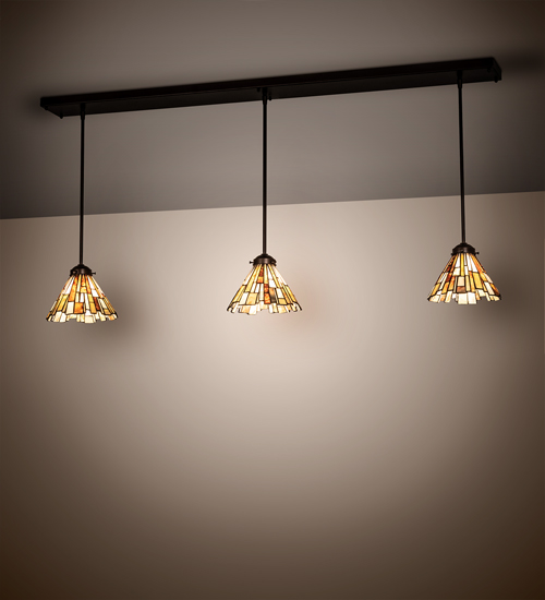 216843 51 in. Delta Jadestone 3 Light Oblong Pendant - Mahogany Bronze