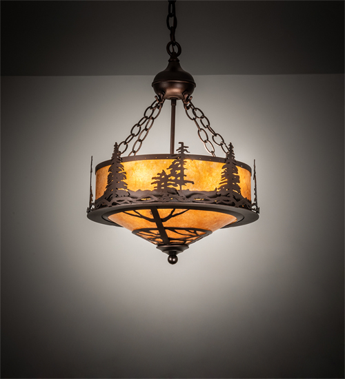 217918 16 in. Tall Pines Inverted Pendant - Mahogany Bronze