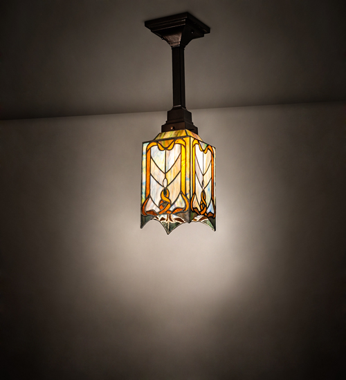 223200 6 in. Square Cottage Mission Pendant - Multi Color