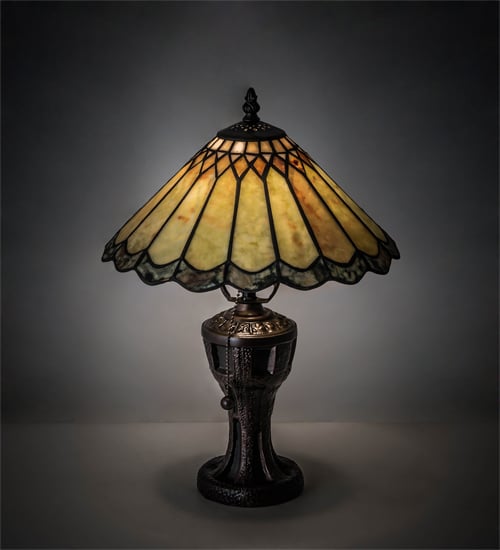 224113 17 in. Carousel Jadestone Table Lamp - Green & Beige
