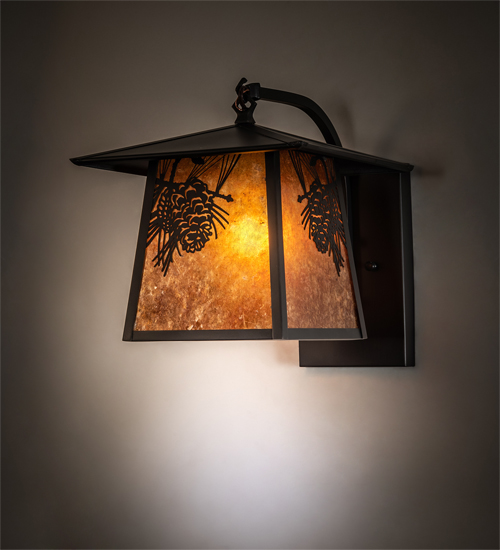 50573 12 in. Wide Stillwater Winter Pine Curved Arm Wall Sconce