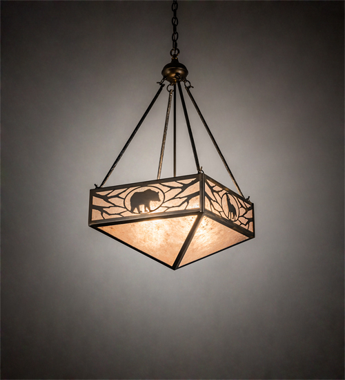 223450 18 in. Square Lone Bear & Wolf Inverted Pendant