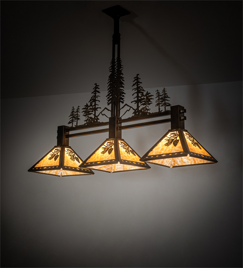 219382 45 in. Long Winter Pine Tall Pines 3 Light Island Pendant
