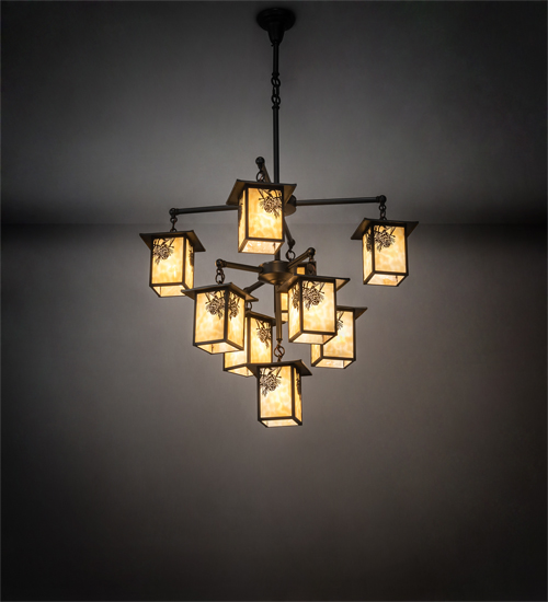 220873 34 in. Wide Seneca Winter Pine 9 Light Chandelier