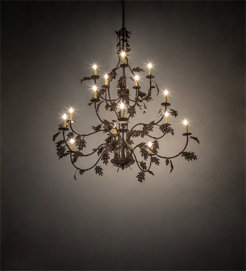 219577 48 in. Wide Oak Leaf 15 Light Chandelier