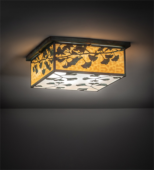 220112 20 in. Square Ginkgo Flushmount