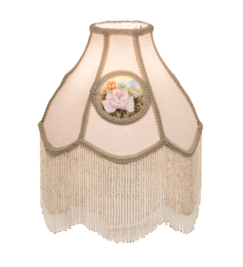 12625 12 in. Wide Reverse Painted Roses with Beads Shade