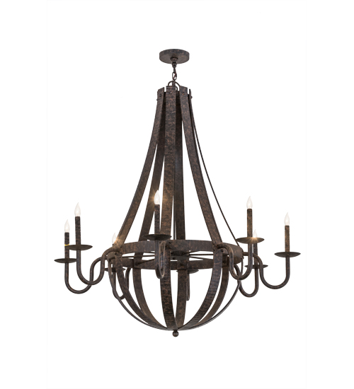 172321 48 in. W Barrel Stave Metallo 8 Light Chandelier