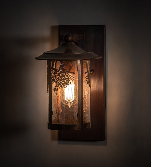 221038 8 in. Wide Fulton Winter Pine Solid Mount Wall Sconce