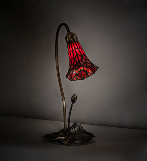 Picture of Meyda 188683 16 in. High Tiffany Pond Lily Red Accent Lamp