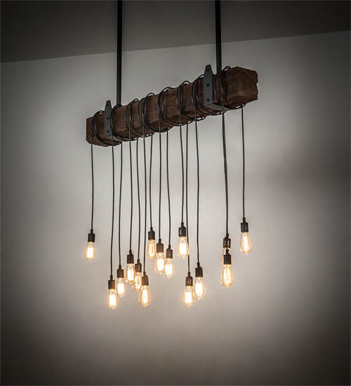198209 48 in. Long Wood Beam 15 Light Pendant