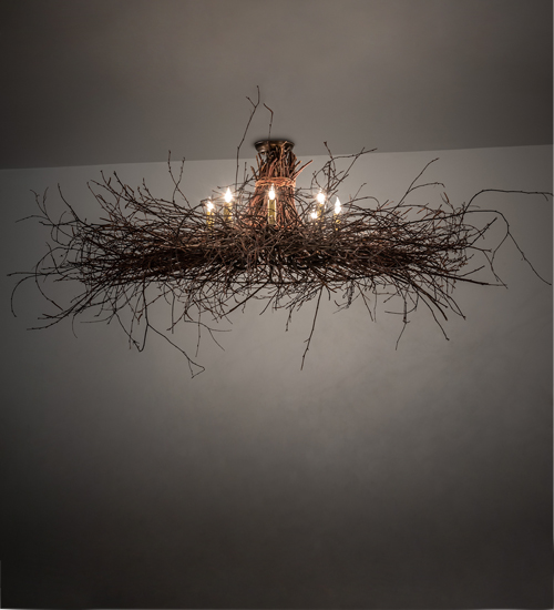 222625 36 in. Wide Twigs 8 Light Semi Flushmount