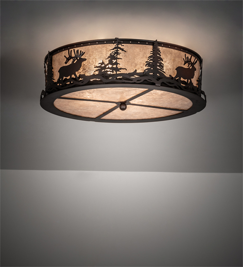225429 22 in. Wide Elk at Dusk Flushmount