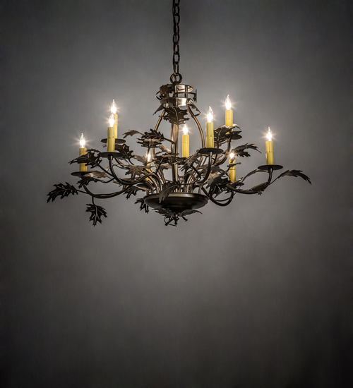 225725 32 in. Wide Oak Leaf & Acorn 9 Light Chandelier