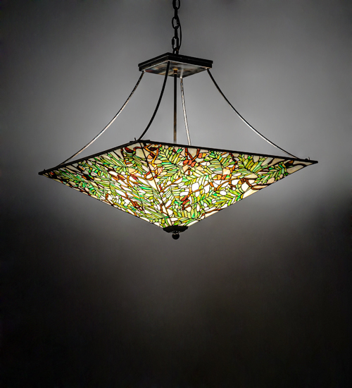 226111 26 in. Square Acorn & Oak Leaf Inverted Pendant