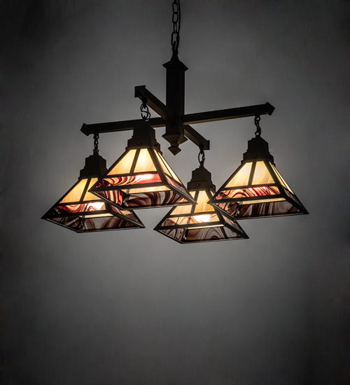 224357 30 in. Square T Mission 4 Light Chandelier