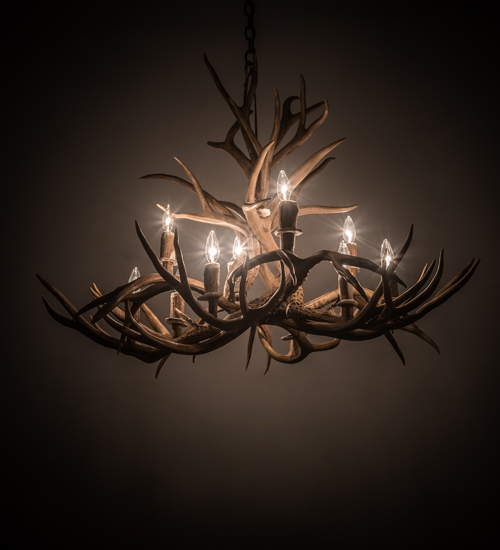 200458 42 in. Wide Antlers Mule Deer 10 Light Chandelier