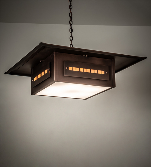225449 34 in. Square Moss Creek Stepping Stone Pendant, Beige, White & Cinnamon Coffee Me