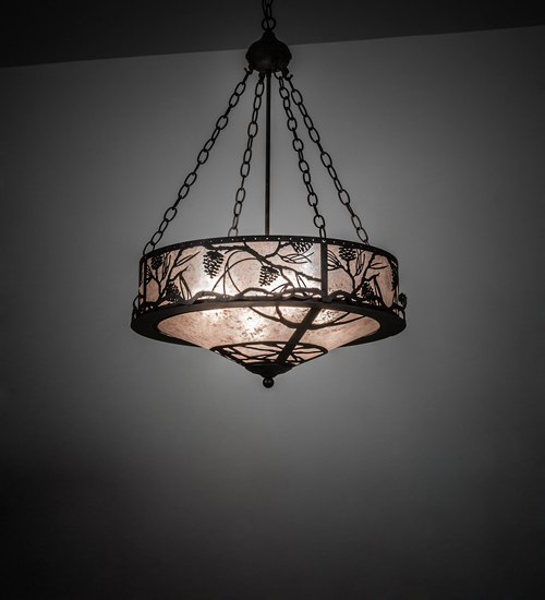 24 in. Wide Whispering Pines Inverted Pendant, Silver Mica