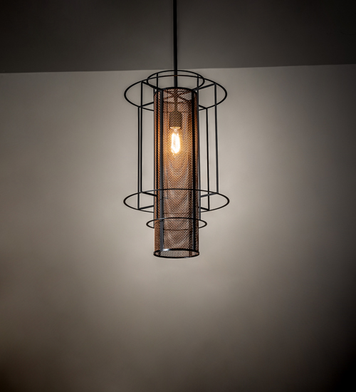 14 in. Cilindro Golpe Pendant Light - Black