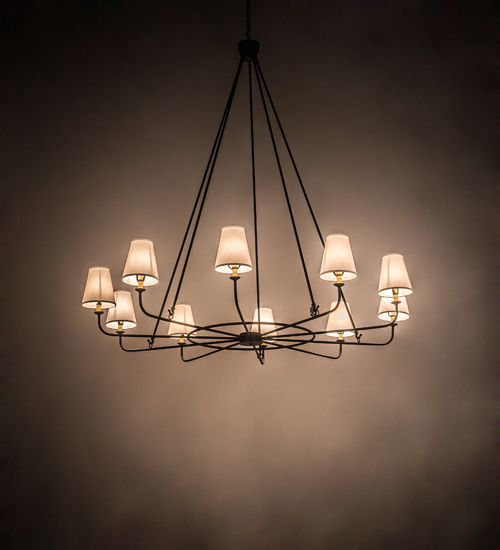 196031 72 in. Brach Ring 10 Light Chandelier - White Textrene Black Textured