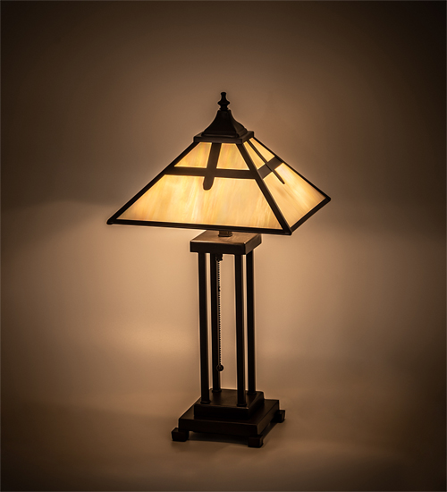 204495 24 in. Cross Mission Table Lamp Light - Beige & Iridescent