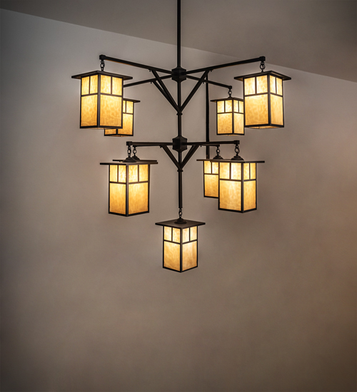 64 in. Hyde Park T Mission 9 Light Chandelier - Beige