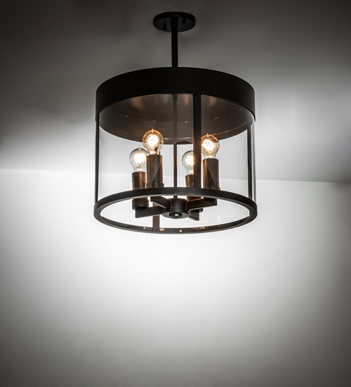 231239 18 in. Cilindro Campbell Pendant Light - Black & Clear