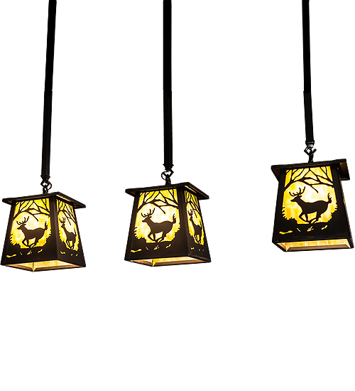 37 in. Deer at Dawn 3 Light Island Pendant - Beige