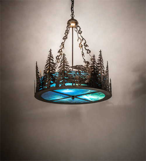232747 26 in. Loon Inverted Pendant Light - Green & Blue