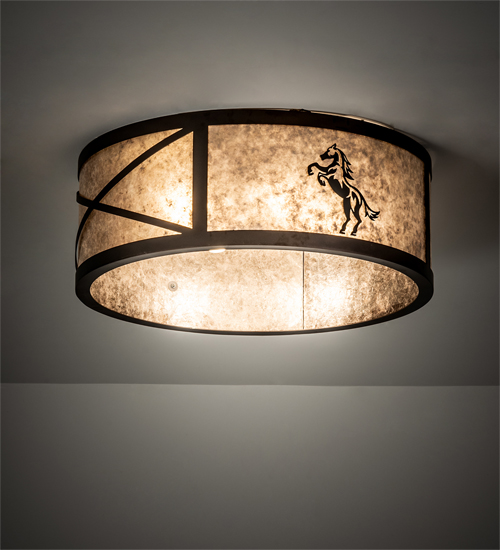 233537 24 in. Black Stallion Flushmount Light - Black & Silver Mica