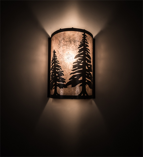 Meyda Tiffany 200683 One Light Wall Sconce from Tall Pines Collection in Timeless Bronze Finish