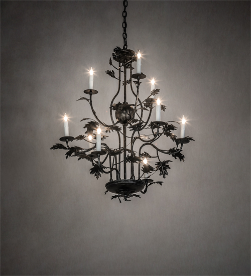 232381 36 in. Wide Oak Leaf 9 Light Chandelier