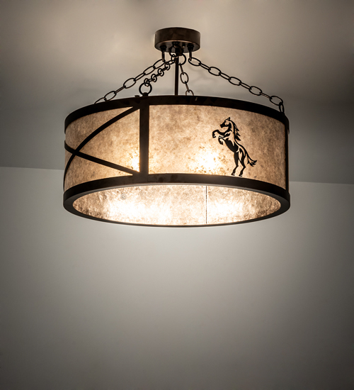 233538 24 in. Wide Black Stallion Semi-Flushmount Ceiling Fixture