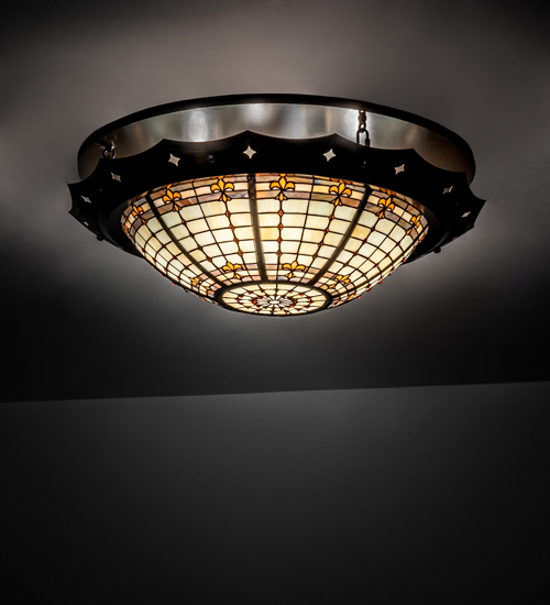 219713 32 in. Wide Fleur-de-Lite Flushmount Ceiling Fixture