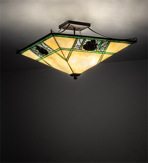 226770 26 in. Square Pinecone Ridge Semi-Flushmount Ceiling Fixture