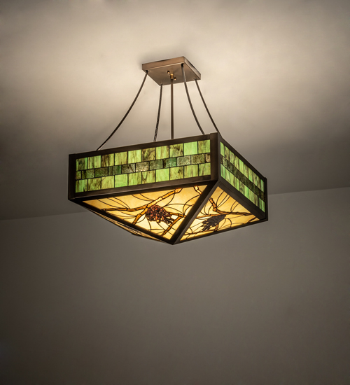 226776 23 in. Square Pinecone Semi-Flushmount Ceiling Fixture
