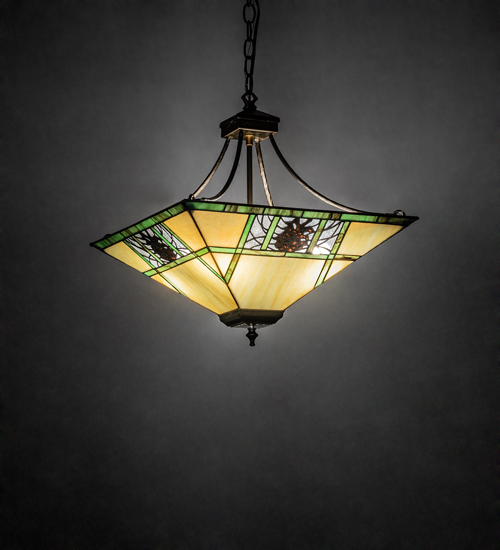 226778 17 in. Square Pinecone Ridge Inverted Ceiling Pendant Fixtures