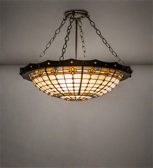 227120 26 in. Wide Fleur-de-Lite Semi-Flushmount Ceiling Fixture