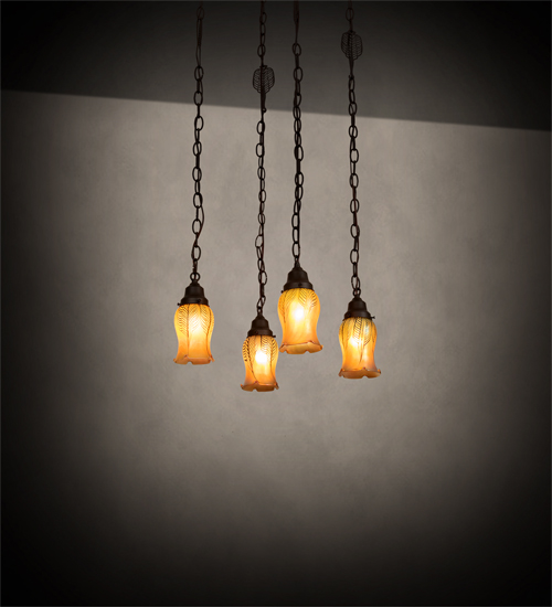 227606 16 in. Square Bungalow 4 Light Cascading Ceiling Pendant Fixtures