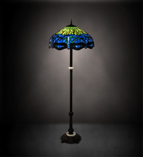 229124 62 in. High Tiffany Hanginghead Dragonfly Floor Lamp