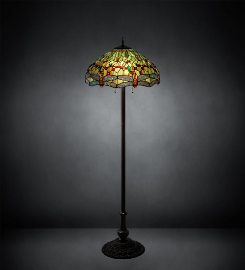 229131 62 in. High Tiffany Hanginghead Dragonfly Floor Lamp