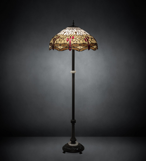 229132 62 in. High Tiffany Hanginghead Dragonfly Floor Lamp