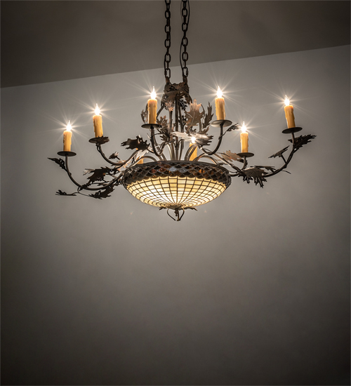 230422 48 in. Long Greenbriar Oak 8 Light Chandelier